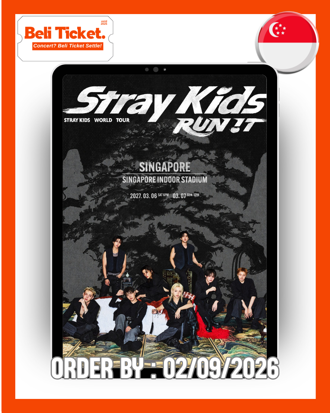 stray kids run it singapore 2027 poster